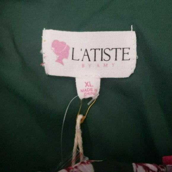 Latiste by Amy Green Floral Sweetheart Neckline Short Sleeve Dress XL - Picture 14 of 15